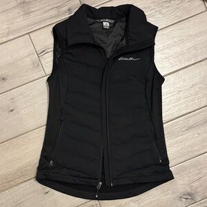 Eddie Bauer Black Quilted Softshell Vest with Zipper Pockets